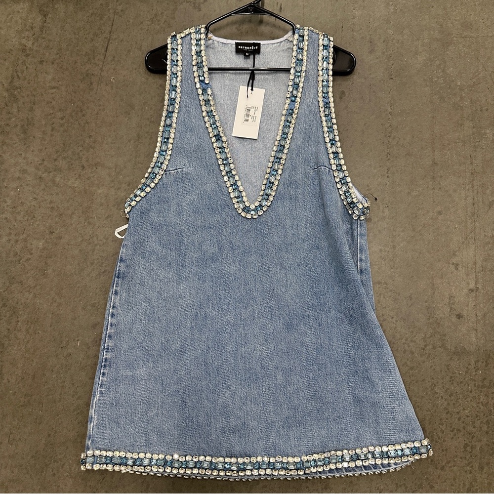 Stevie Embellished Denim Dress Crystals Medium - Picture 2 of 7